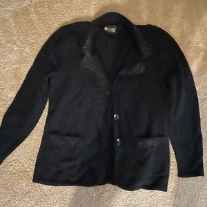 Beautiful black sweater with beaded collar